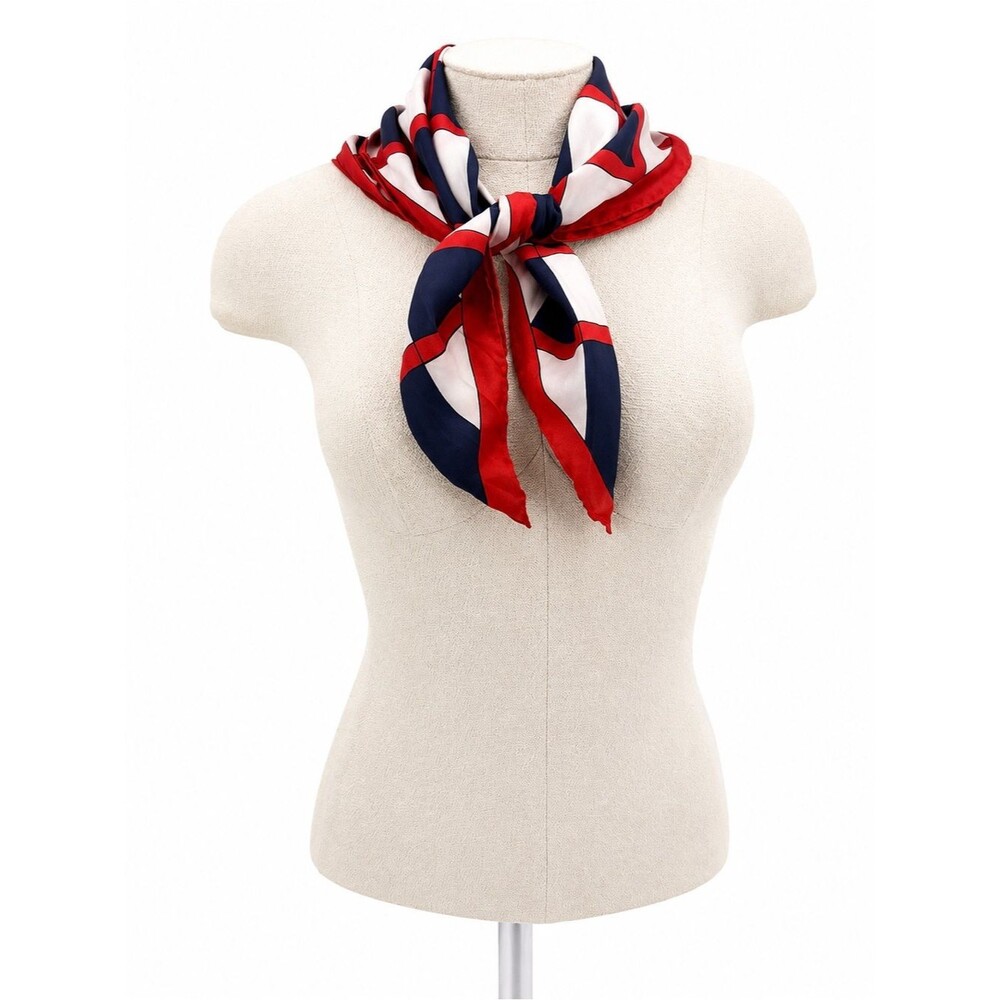 Echo Vintage Red Navy Square Scarf Retro Neck Hair Scarf Accessory Checker